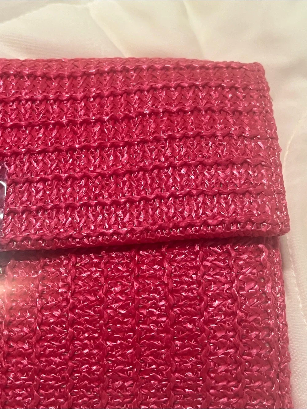 Woven Pink Clutch with Silver Turn-Lock nwot
